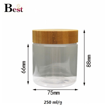 cosmetic packaging 500ml clear pet jar with bamboo lid for cream food